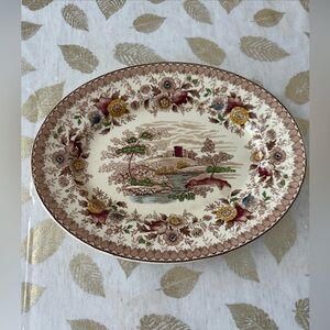Ridgeway vintage 1930’s Woodland ironstone English transferware platter 12“ x 9“